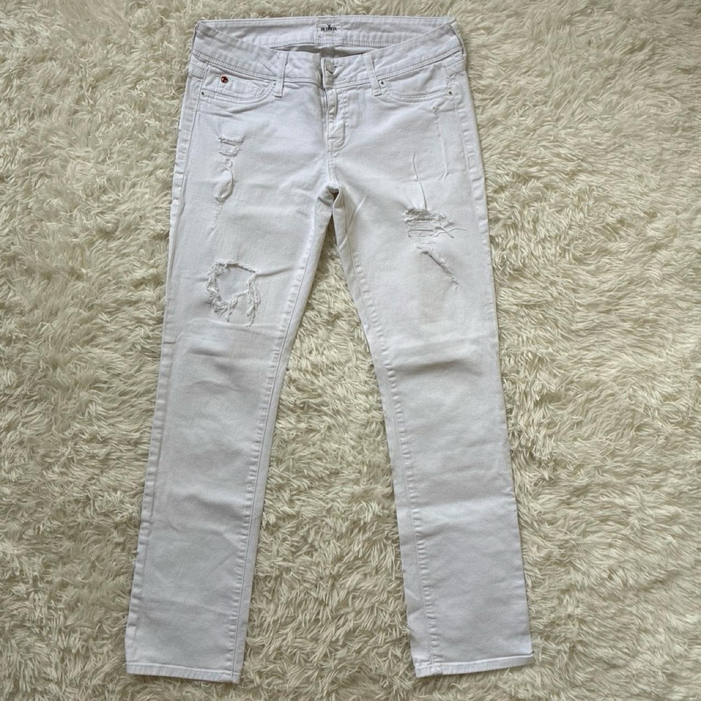 Hudson white distressed slim straight white denim jeans Made in the USA size 29